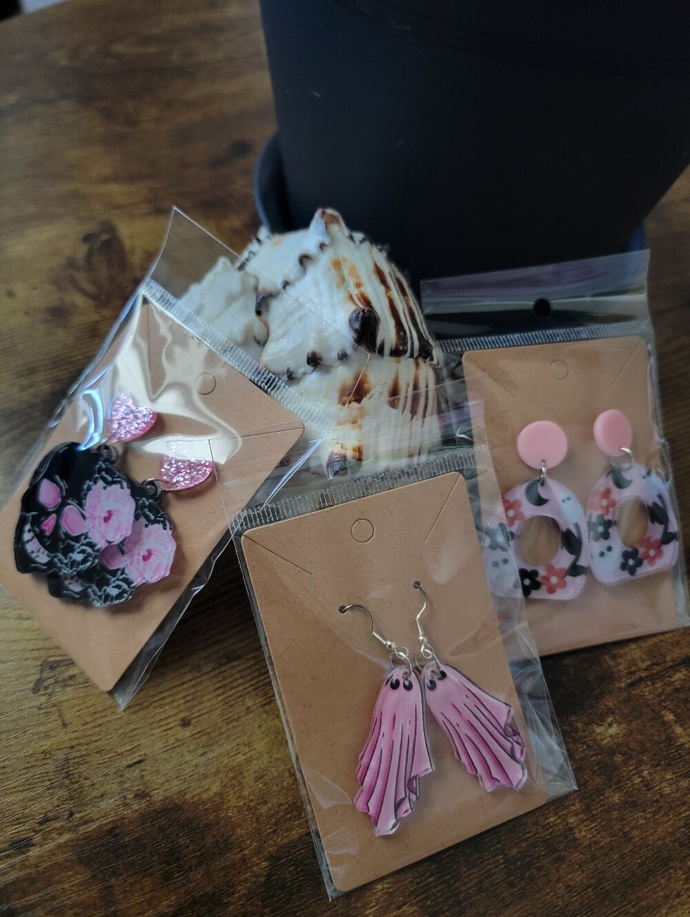 3pcs Pink Floral Ang Ghost Dangle Earrings - Women Accessories